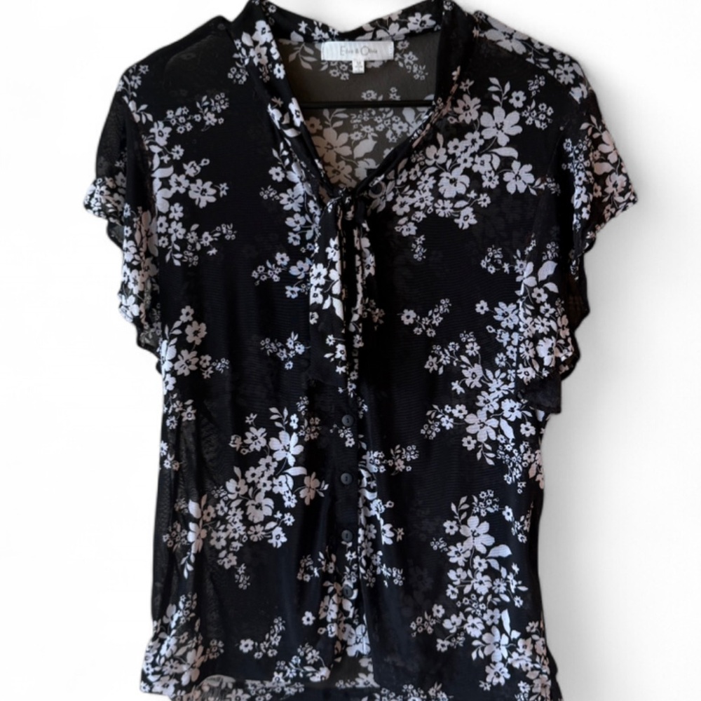 Eden & Olivia by Anthro - mesh floral blouse